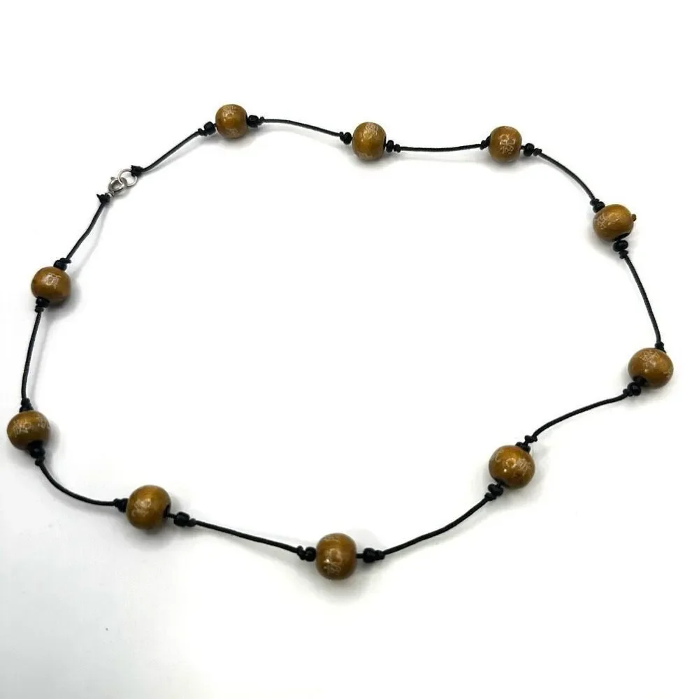 Brown Chinese beaded cord  necklace